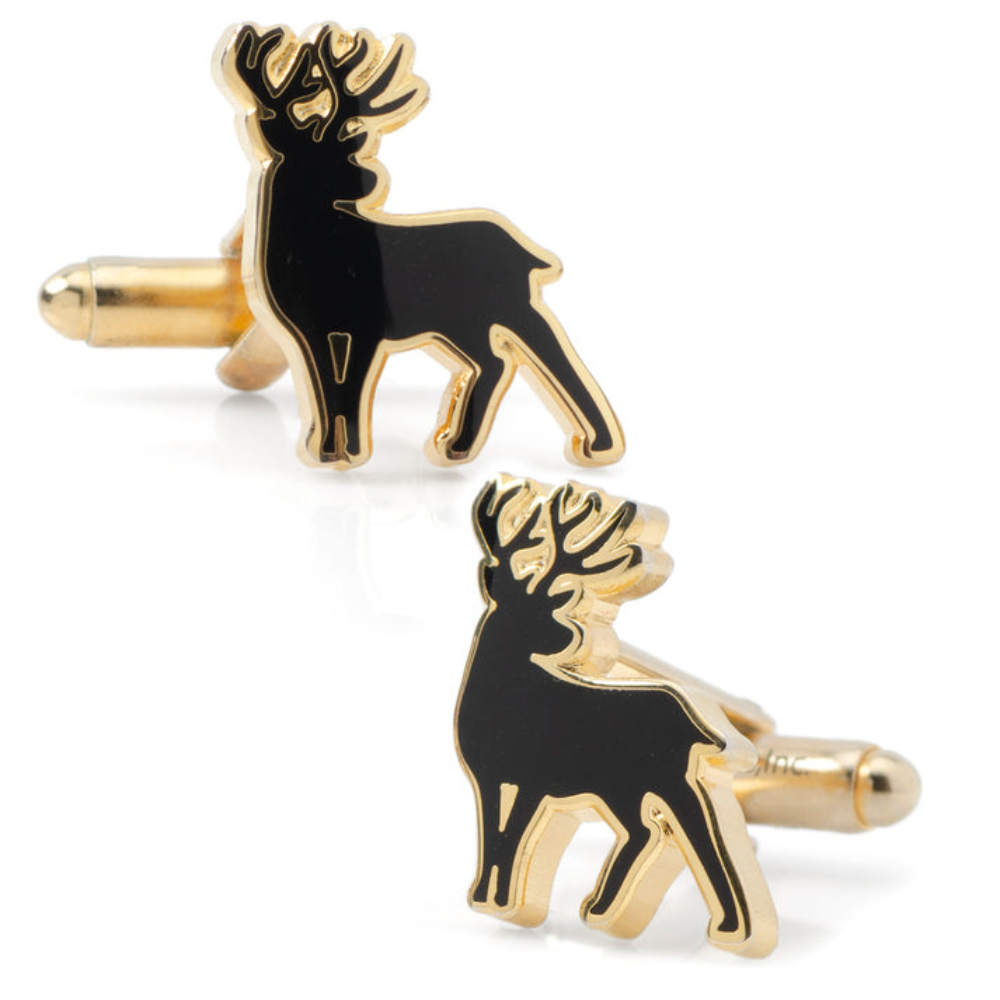 Moskai Stag Deer Gold Cufflinks | Luxury Enamel Animal Design Cufflinks for Men