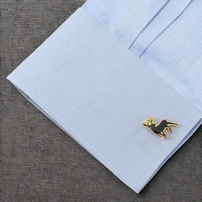 Moskai Stag Deer Gold Cufflinks | Luxury Enamel Animal Design Cufflinks for Men