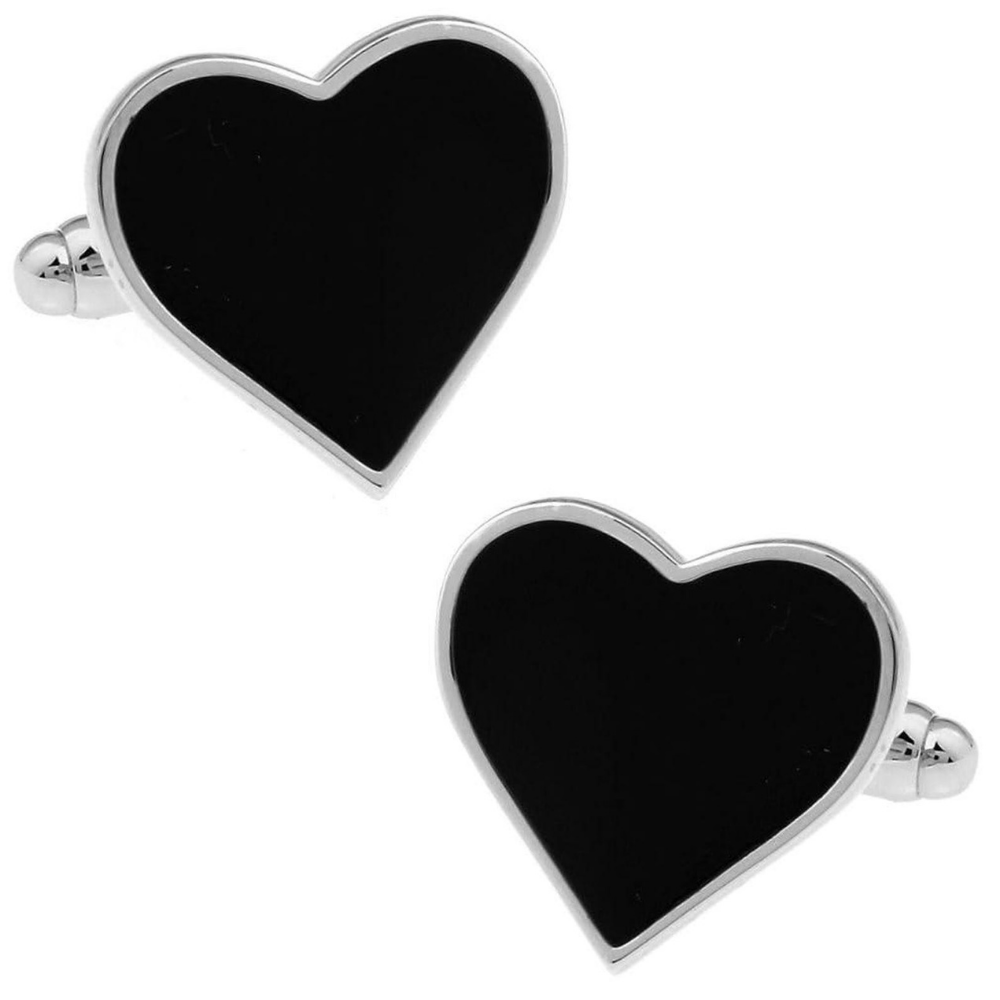 Moskai Black Heart Cufflinks for Men | Valentine Collection | Anti-Tarnish Finish