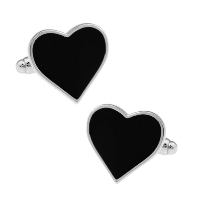 Moskai Black Heart Cufflinks for Men | Valentine Collection | Anti-Tarnish Finish