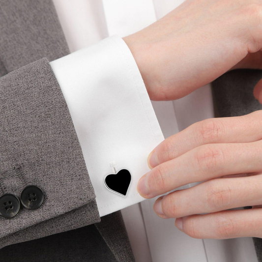 Moskai Black Heart Cufflinks for Men | Valentine Collection | Anti-Tarnish Finish