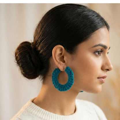 Blue Vibes Crochet Hoops For Her