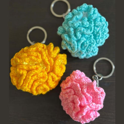 Blue Flower Crochet Keychain