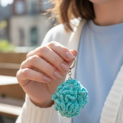 Blue Flower Crochet Keychain