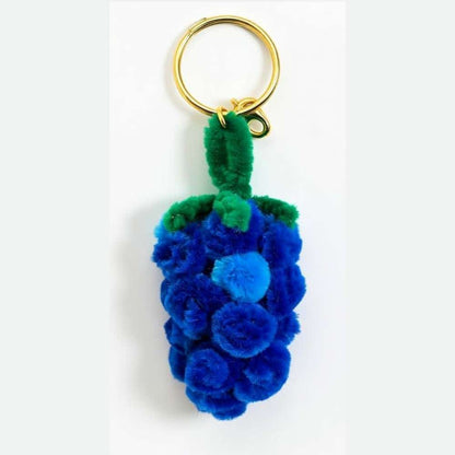 Cute Blue Grapes Fur Keychain