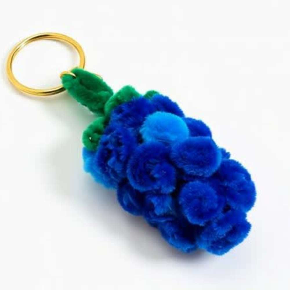 Cute Blue Grapes Fur Keychain