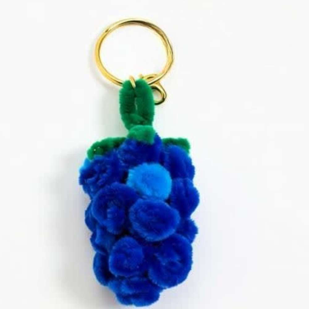 Cute Blue Grapes Fur Keychain