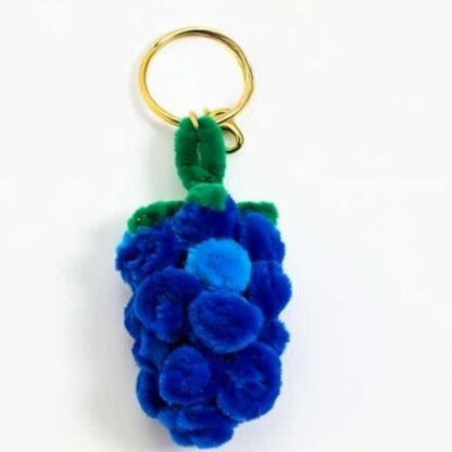 Cute Blue Grapes Fur Keychain