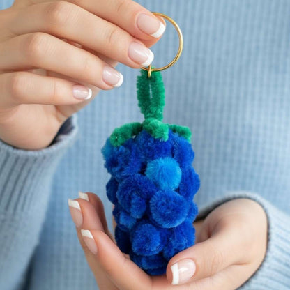 Cute Blue Grapes Fur Keychain