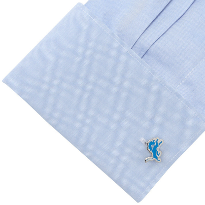 Moskai Roaring Lion Enamel Cufflinks in Sky Blue | Luxury Royal Cufflinks for Men