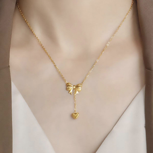 MOSKAI Gold Plated Bow Pendant | Anti Tarnish Necklace