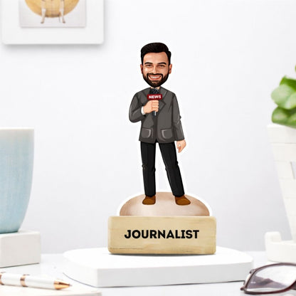Personalized Male Journalist Caricature Desk Stand | Moskai