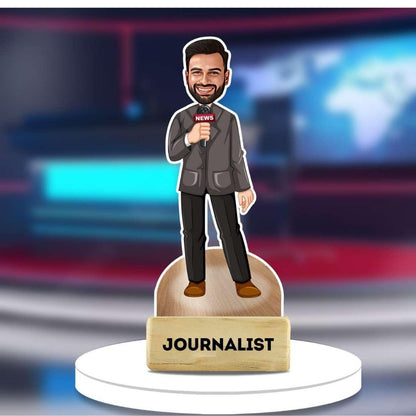 Personalized Male Journalist Caricature Desk Stand | Moskai