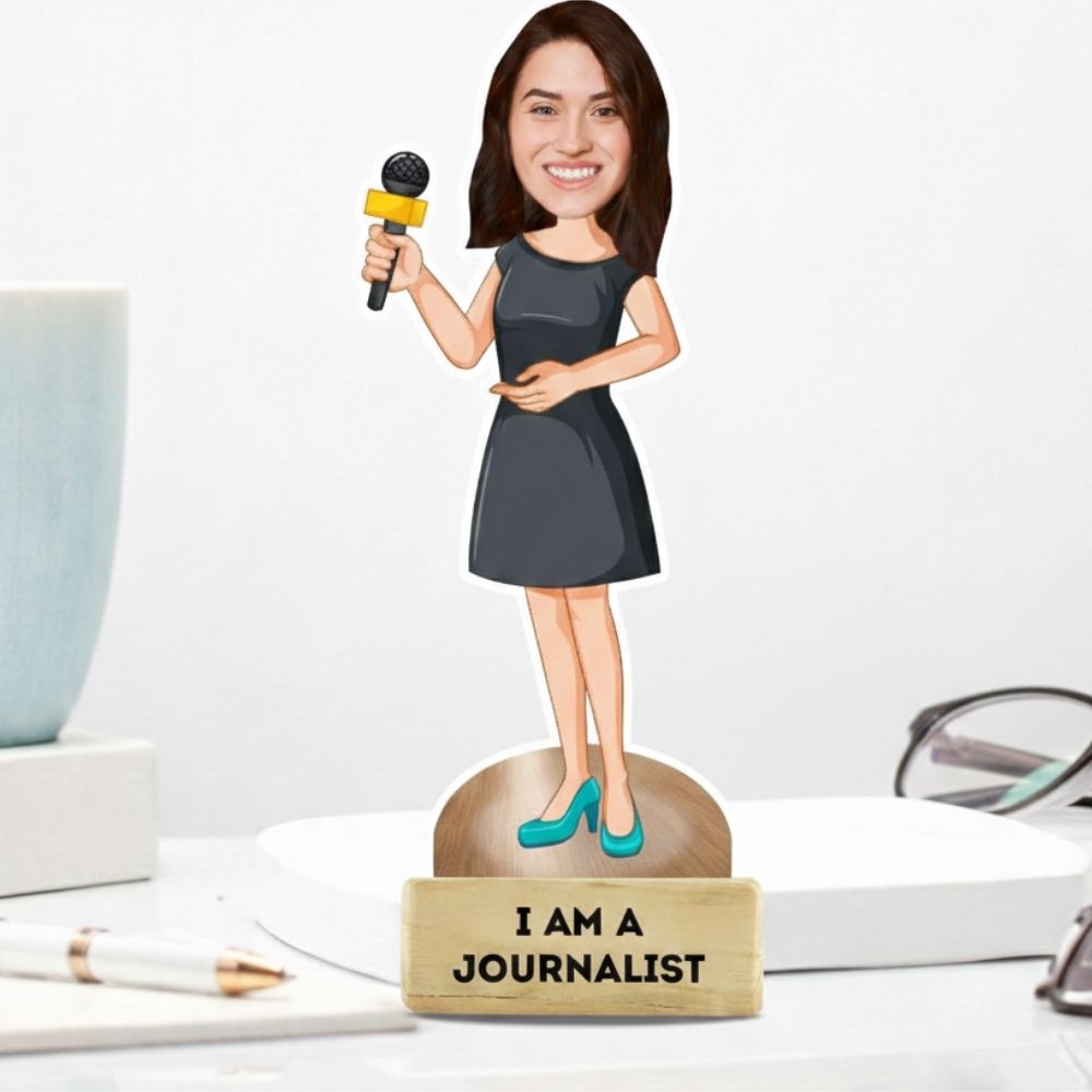 Custom Female Journalist Caricature Gift | Media Professional Decor