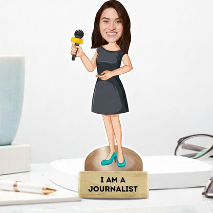 Custom Female Journalist Caricature Gift | Media Professional Decor