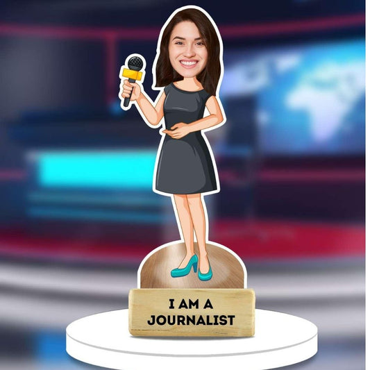 Custom Female Journalist Caricature Gift | Media Professional Decor