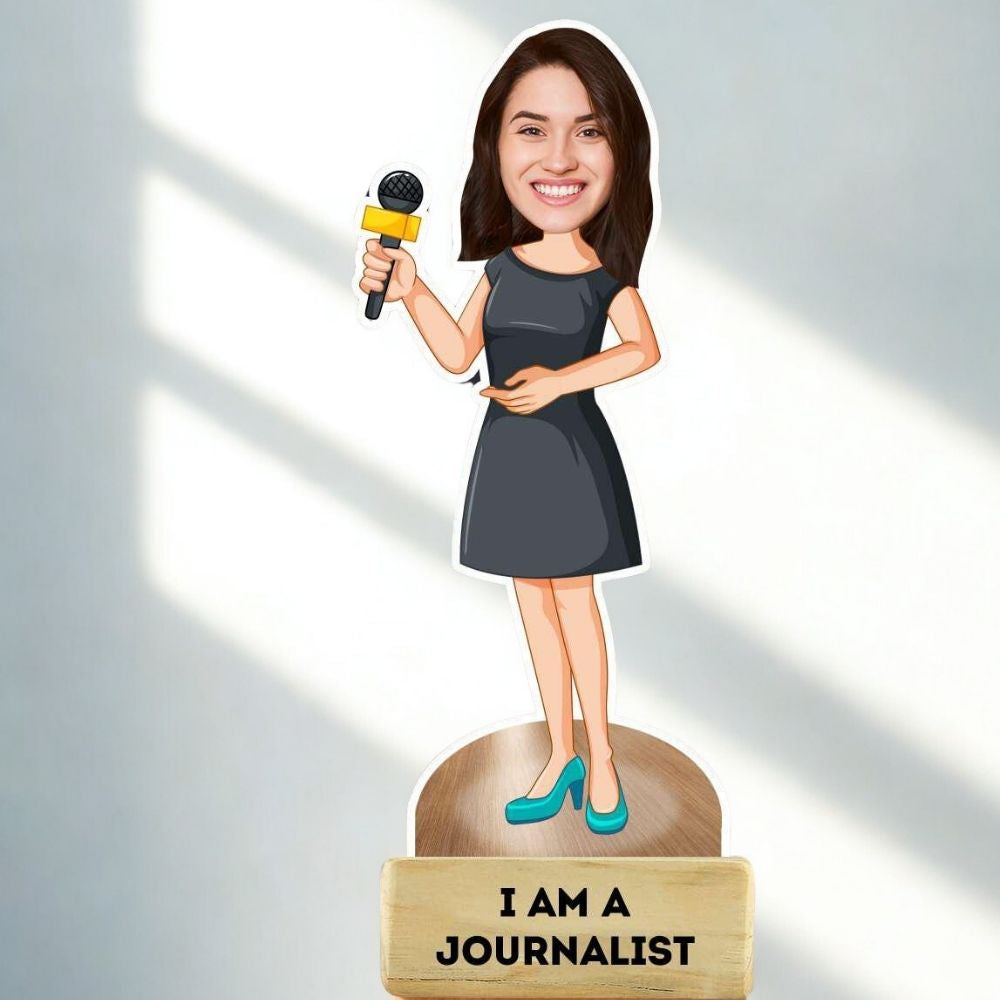 Custom Female Journalist Caricature Gift | Media Professional Decor