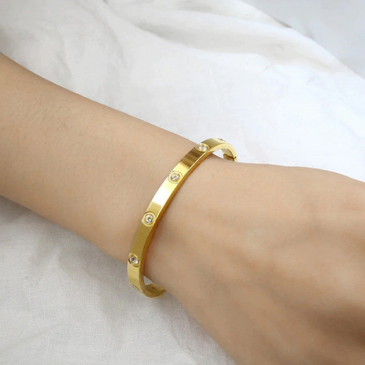 Stainless Steel Bracelet | Contemporary Gold Plated Love Design