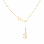 Personalized Heart Initial Y-Necklace - Custom Lariat Drop Alphabet Pendant for Women