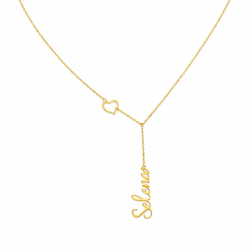 Personalized Heart Initial Y-Necklace - Custom Lariat Drop Alphabet Pendant for Women