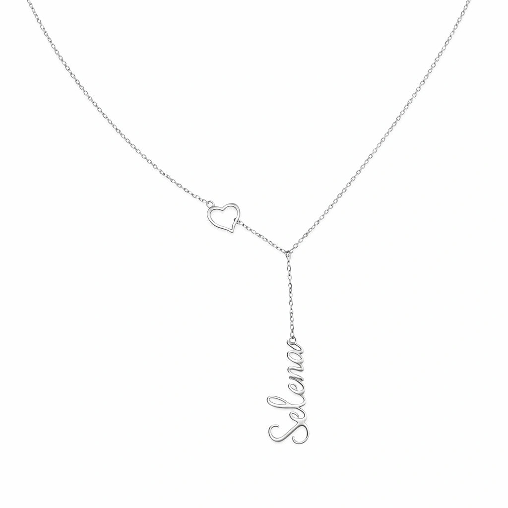 Personalized Heart Initial Y-Necklace - Custom Lariat Drop Alphabet Pendant for Women