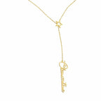 Custom Vertical Name & Star Charm Y-Lariat Necklace – Personalized Script Nameplate with Dainty Star Accent