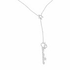 Custom Vertical Name & Star Charm Y-Lariat Necklace – Personalized Script Nameplate with Dainty Star Accent
