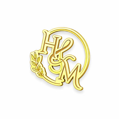 Customized Royal Initial Brooch - Deep Engraved Personalized Name Pin for Men & Women