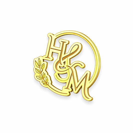 Customized Royal Initial Brooch - Deep Engraved Personalized Name Pin for Men & Women