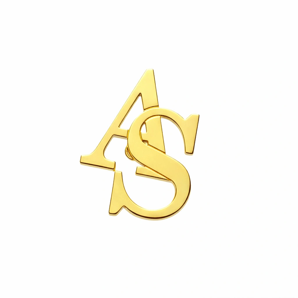Custom Initial Brooch for Men – Sleek Monogram Brass Lapel Pin for Coat, Suits, Sarees, and Blazers