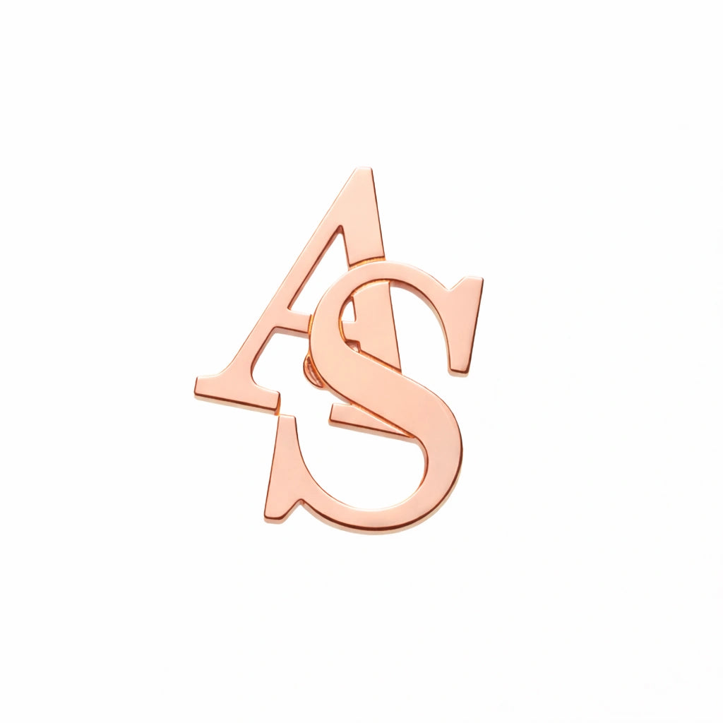 Custom Initial Brooch for Men – Sleek Monogram Brass Lapel Pin for Coat, Suits, Sarees, and Blazers