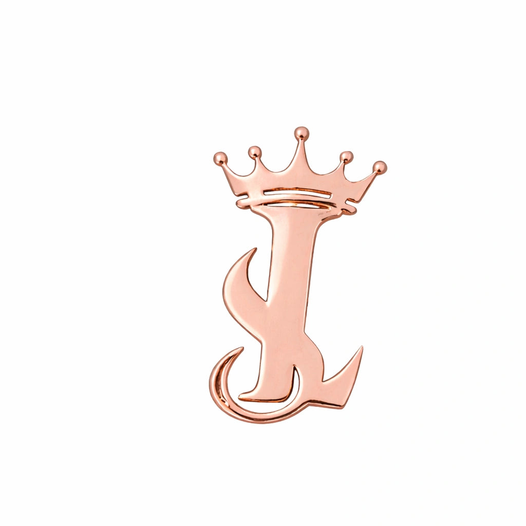 Personalized Crown Initial Name Brooch with Interlocking Letter Designs for Blazers, Suits, and Sarees