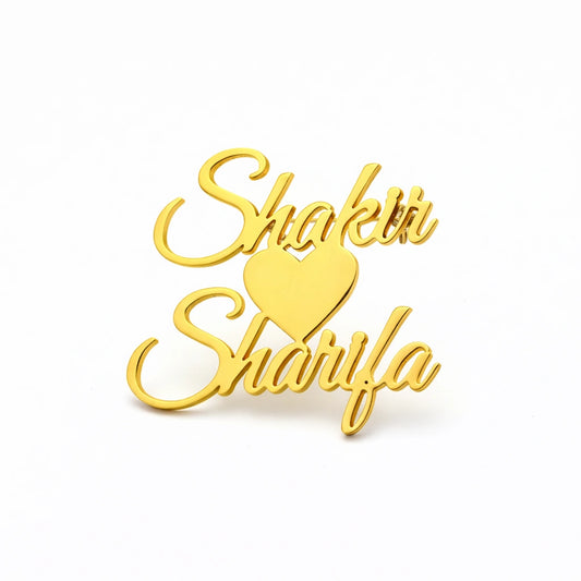 Customised Heart Couple Name Brooch for Men & Women