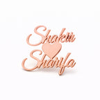 Customised Heart Couple Name Brooch for Men & Women