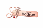 Personalized Doctor Name Brooch Pin for Women – Custom Gold Nurse Badge with Stethoscope & Syringe Design | Nurse Appreciation Gift