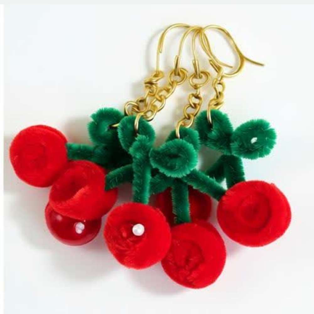 Red Cherry Cute Fur Keychain