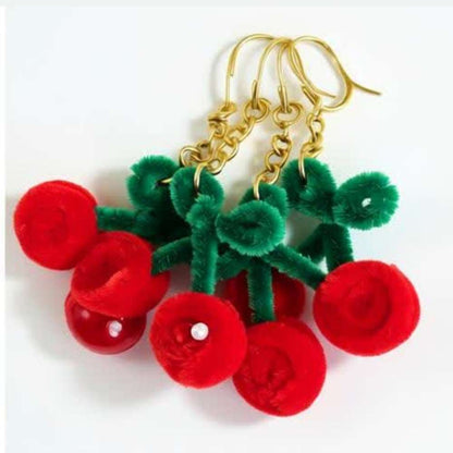 Red Cherry Cute Fur Keychain