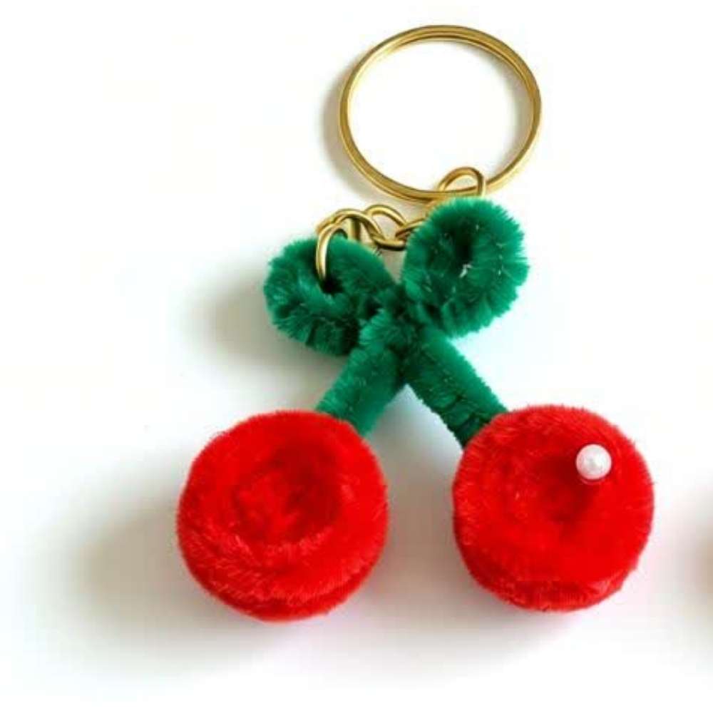 Red Cherry Cute Fur Keychain