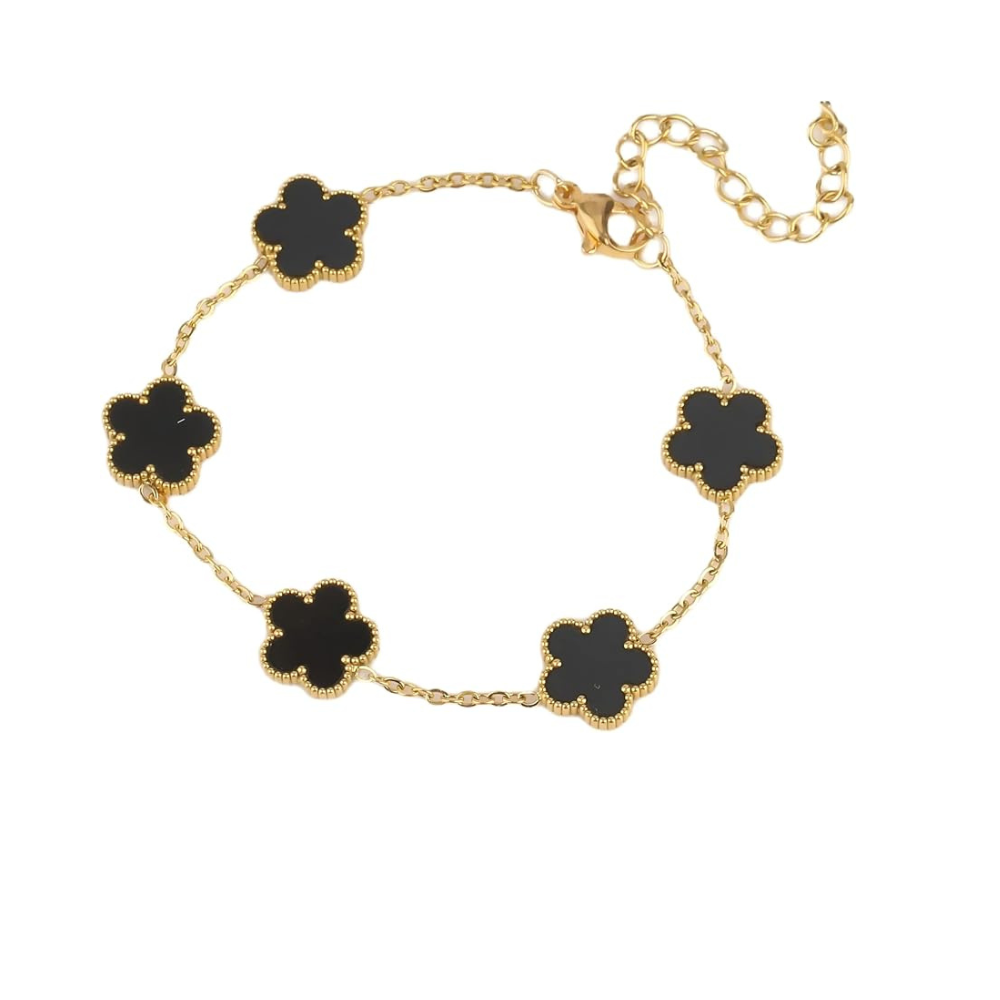 Gold Plated | Black Clover Bracelet | Anti Tarnish Jewelry