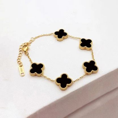Gold Plated | Black Clover Bracelet | Anti Tarnish Jewelry