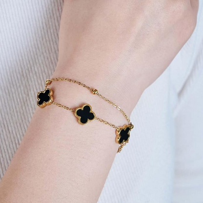Gold Plated | Black Clover Bracelet | Anti Tarnish Jewelry