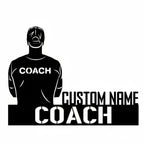 Custom Coach Desk Name Plate - Personalized Stainless Steel Sports Trainer Desk Sign, Gym Instructor Office Decor
