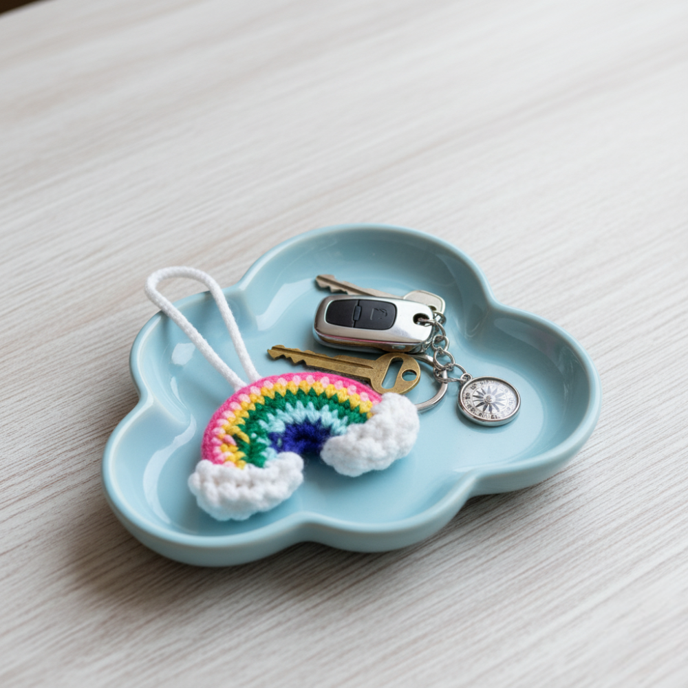 Moskai Crochet Rainbow Bag Charm | Cute Bag Accessory