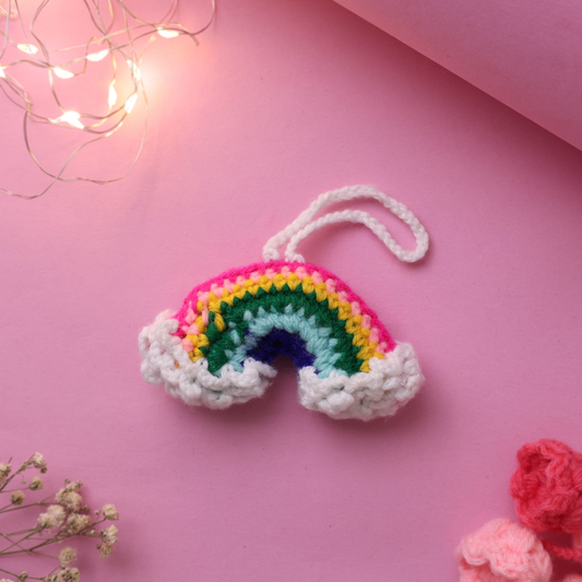 Moskai Crochet Rainbow Bag Charm | Cute Bag Accessory