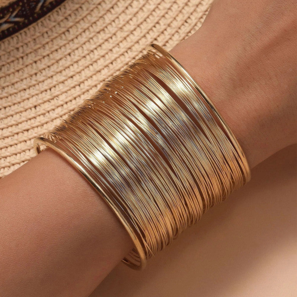 Gold Plated Cuff Bracelet | Party Statement Mesh Design