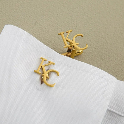 Personalized Initial Letter Cufflinks for Men - Custom Alphabet Brass Cufflinks for Wedding & Office