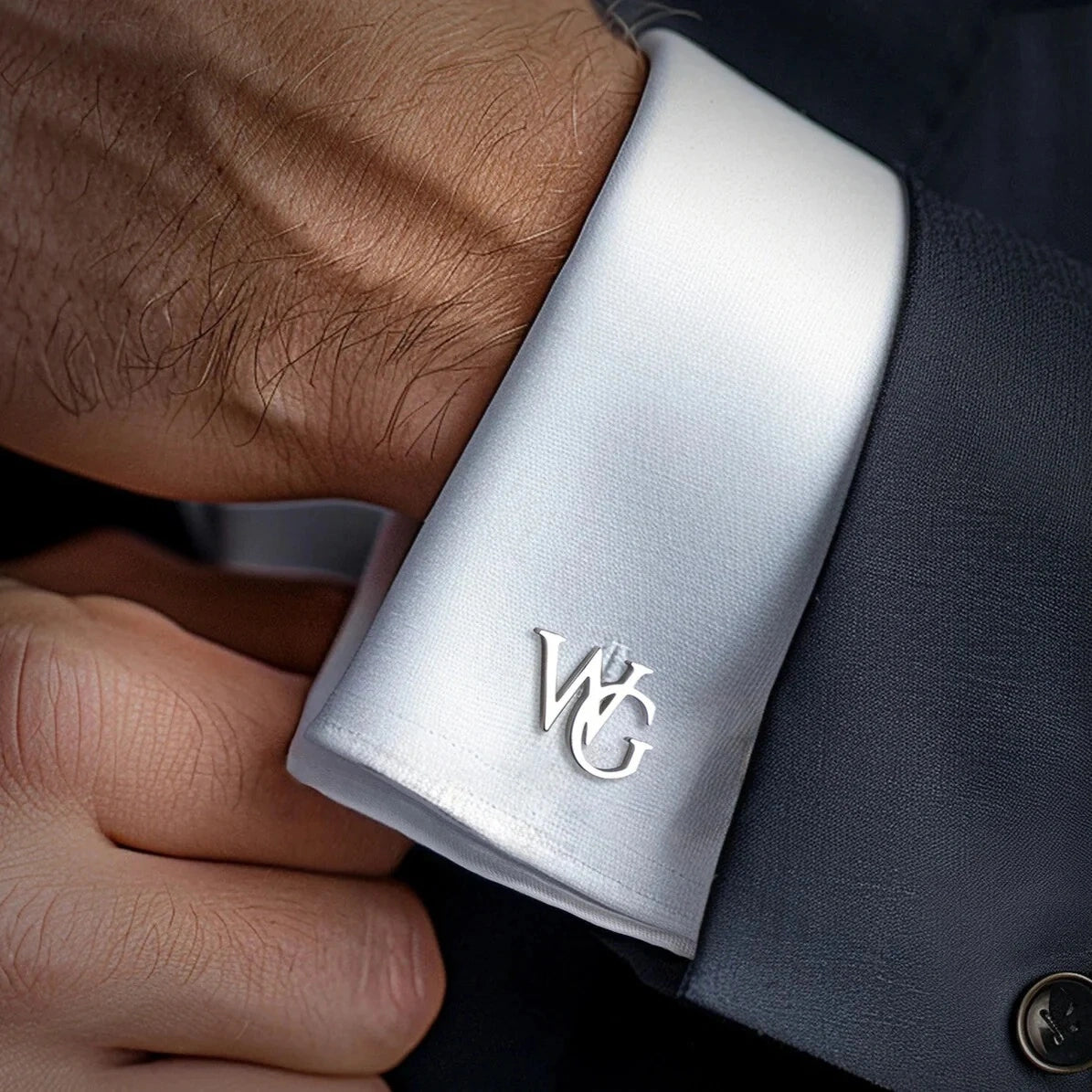 Personalized Initial Letter Cufflinks for Men - Custom Alphabet Brass Cufflinks for Wedding & Office