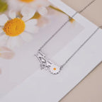 Personalized 3 Name Heart Necklace with Daisy Charm-- Custom Engraved Triple Nameplate Pendant for Women & Moms
