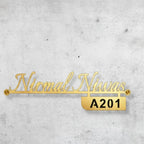Personalized Laser-Cut Metal Nameplate with House Number - Custom Home Decor 7x8 Inches