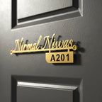 Personalized Laser-Cut Metal Nameplate with House Number - Custom Home Decor 7x8 Inches